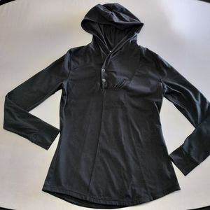 Athleta Magenta Pullover Hooded Black Sweatshirt Womens  Small Workout Athletic